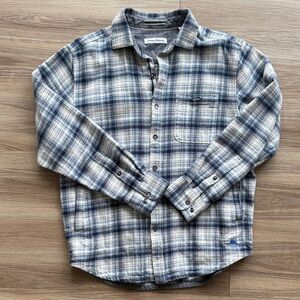 Tommy Bahama Navy and White Flannel  Over Shirt